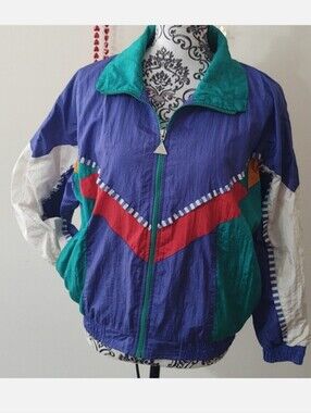 Vintage Casual Isle Color Block Windbreaker Small Petite